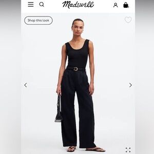 MADEWELL Harlow Wide Leg Pant in ‘true black’ size 0